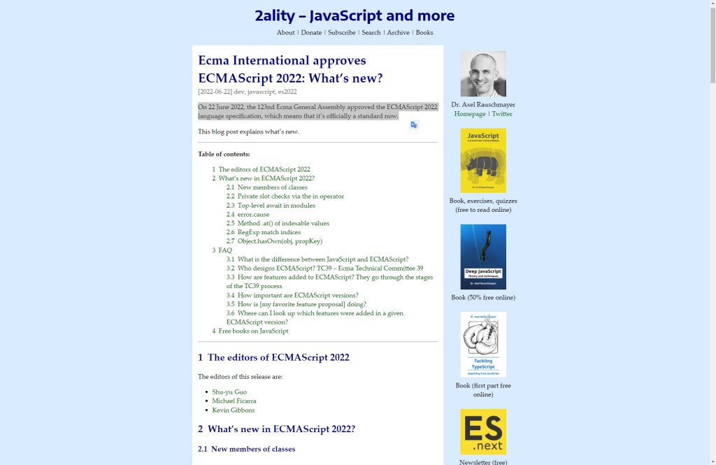 Ecma International approves ECMAScript&nbsp;2022