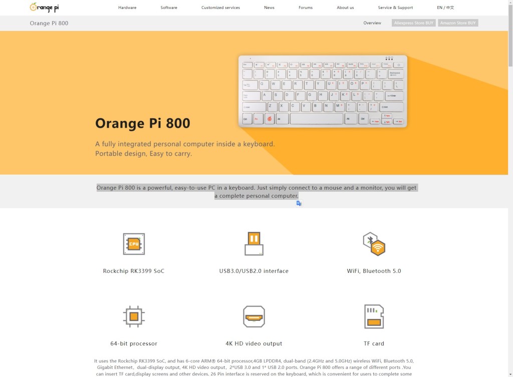 Orange Pi 800&nbsp;Keyboard