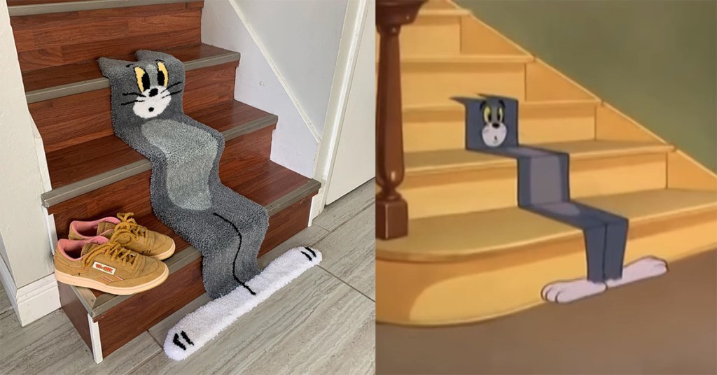 Artist Creates Perfect &laquo;&nbsp;Flat Cat&nbsp;&raquo; Tom And Jerry Stair&nbsp;Rug