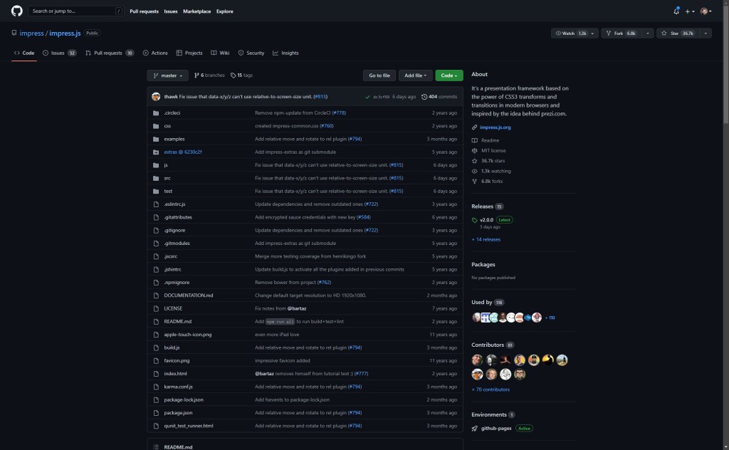 impress.js: It&rsquo;s a presentation framework based on the power of CSS3 transforms and transitions in modern&nbsp;browsers