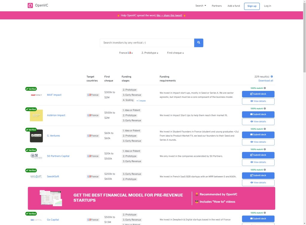 OpenVC : Top early stage VCs in&nbsp;France