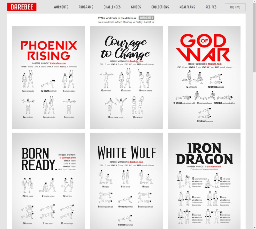 A database of&nbsp;Workout