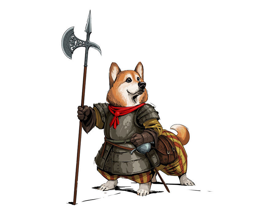 Il transforme les différentes races de chiens en personnages “médiéval-fantastique”