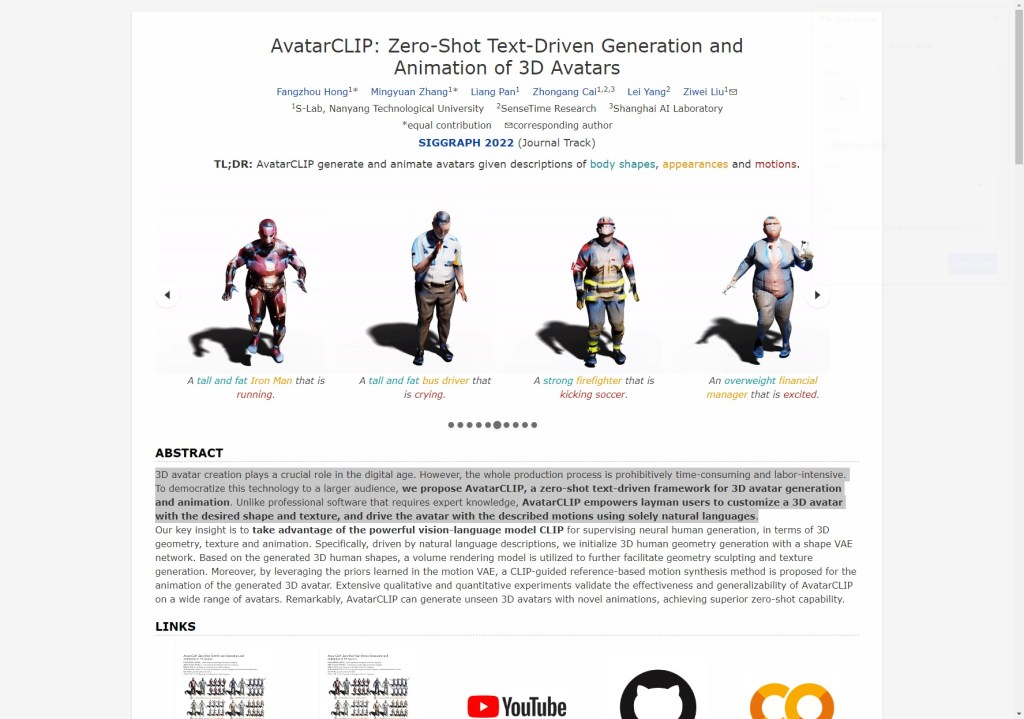 AvatarCLIP: Zero-Shot Text-Driven Generation and Animation of 3D&nbsp;Avatars