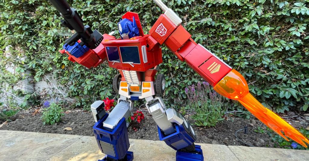 Playing with Hasbro’s ultimate toy, the $750 self-transforming Optimus&nbsp;Prime