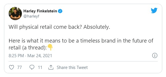Shopify boss Harley Finkelstein predicts post Covid physical retail&nbsp;revival