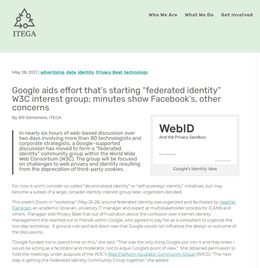Google aids effort that’s starting “federated identity” W3c interest group | Information Trust Exchange Governing&nbsp;Association