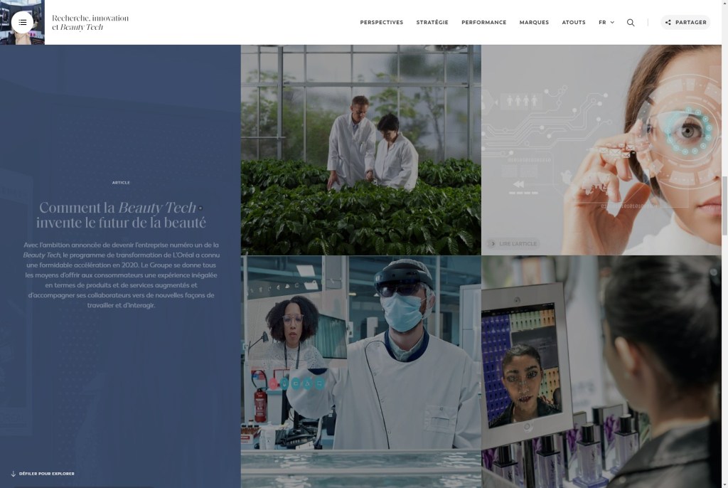 Recherche, innovation et Beauty Tech – Rapport Annuel 2020 – L&rsquo;Oréal&nbsp;Finance