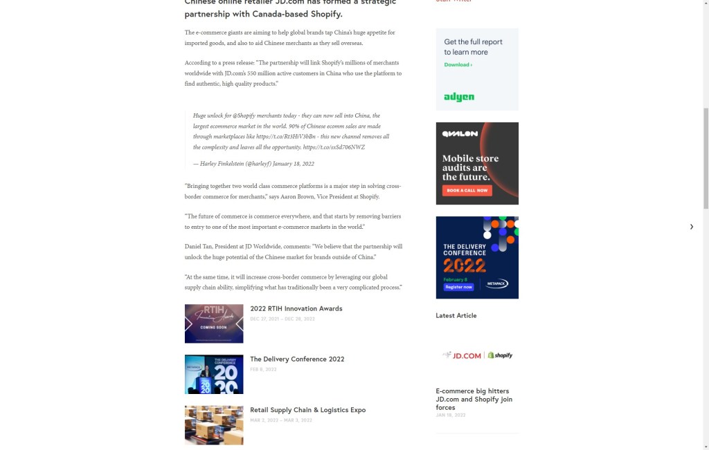 E-commerce big hitters JD.com and Shopify join&nbsp;forces