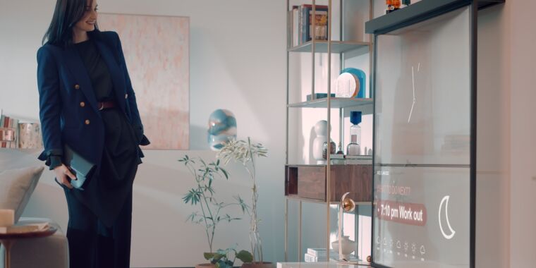 LG concept places a shelf on top of a pair of 55-inch transparent&nbsp;OLEDs