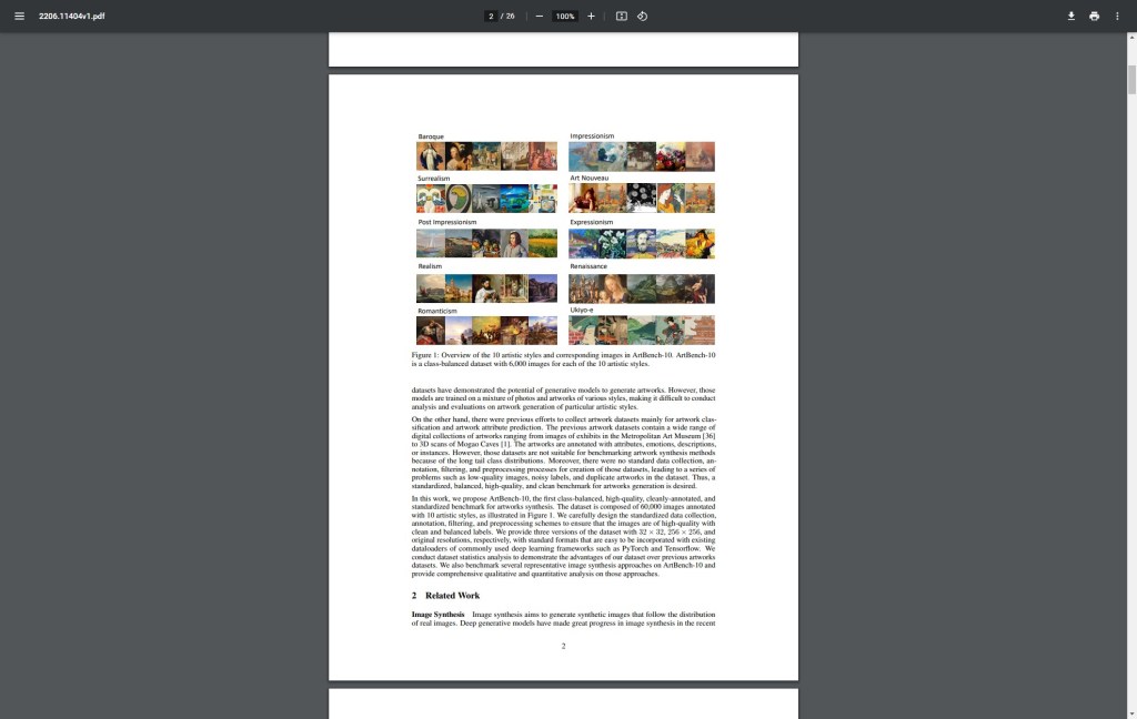 The ArtBench Dataset: Benchmarking Generative Models with Artworks&nbsp;(GAN)