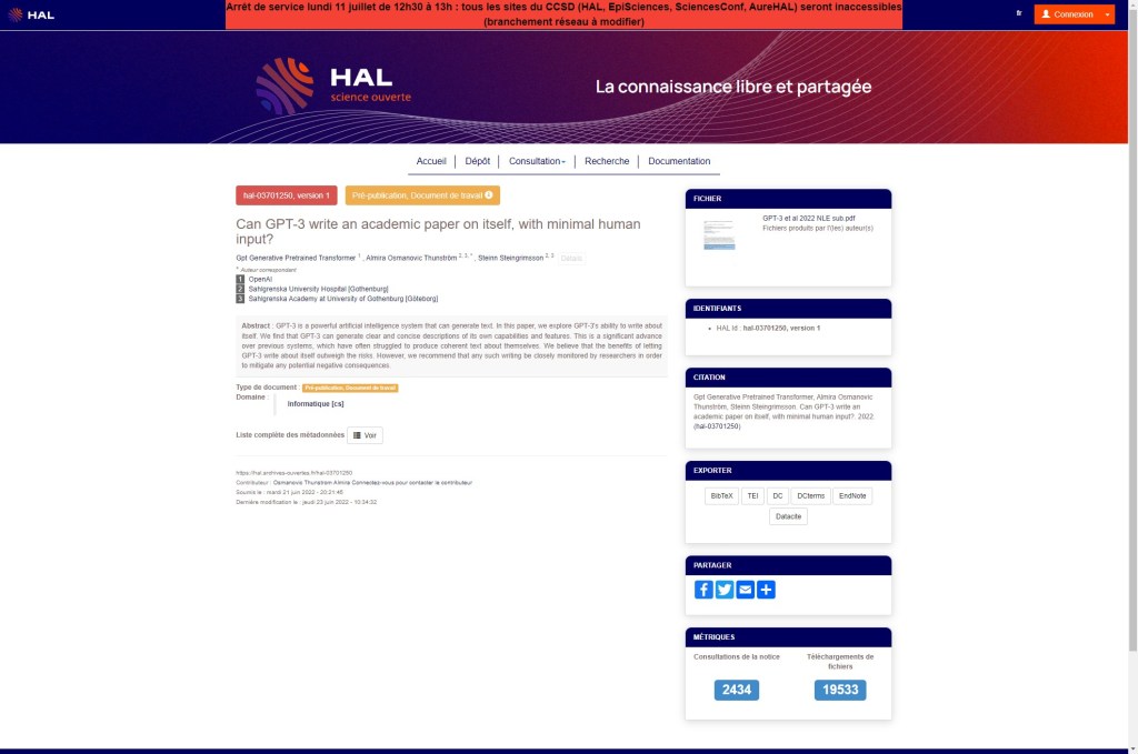 Can GPT-3 write an academic paper on itself, with minimal human&nbsp;input?