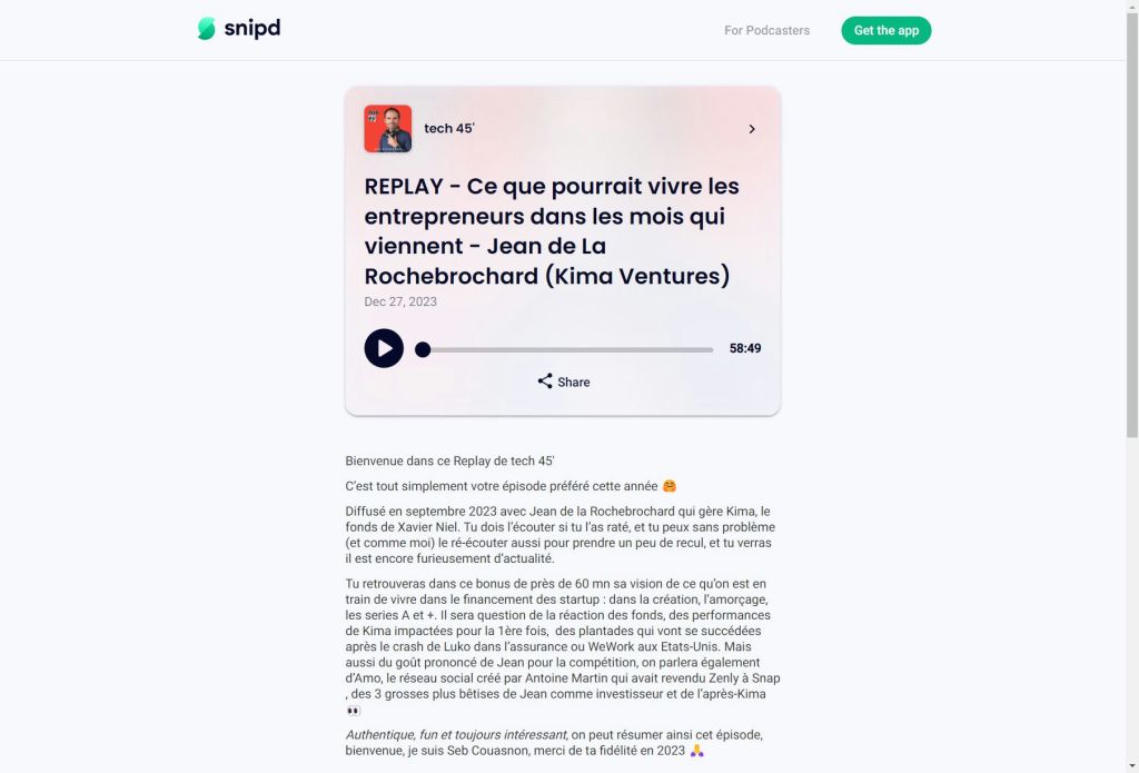 Replay de tech 45&prime; avec Jean de la Rochebrochard sur le financement des&nbsp;startups