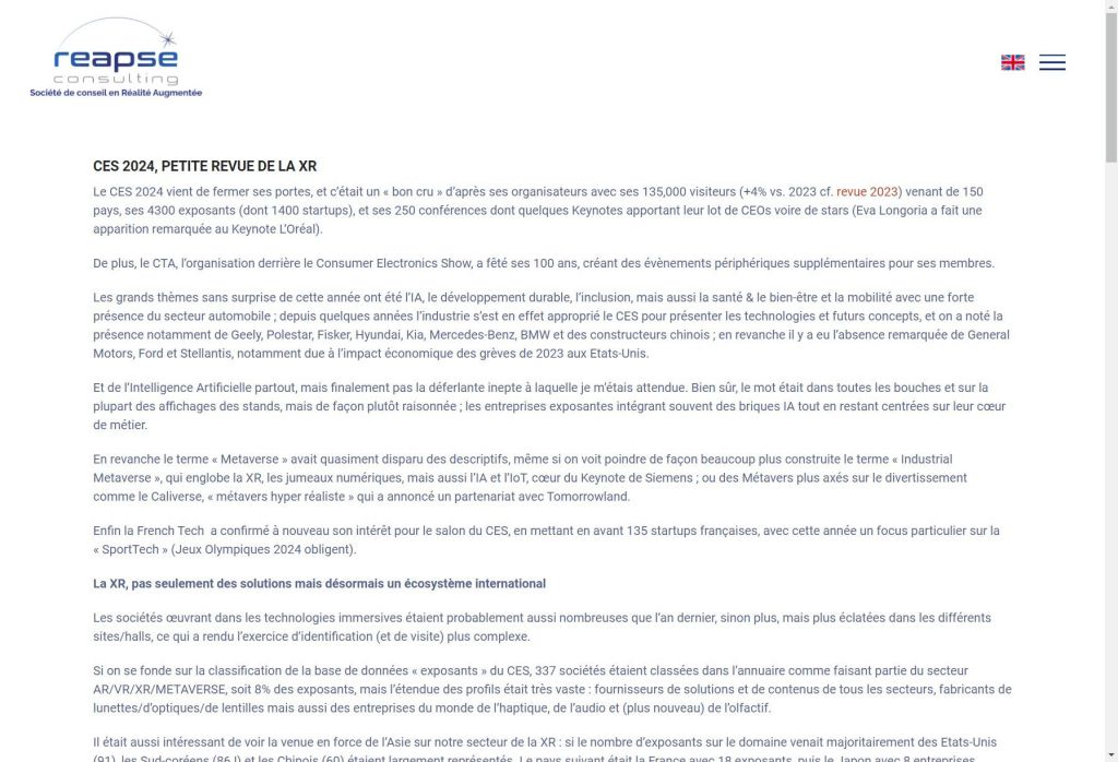 Résumé du CES 2024 : L&rsquo;évolution de la XR et les tendances&nbsp;marquantes
