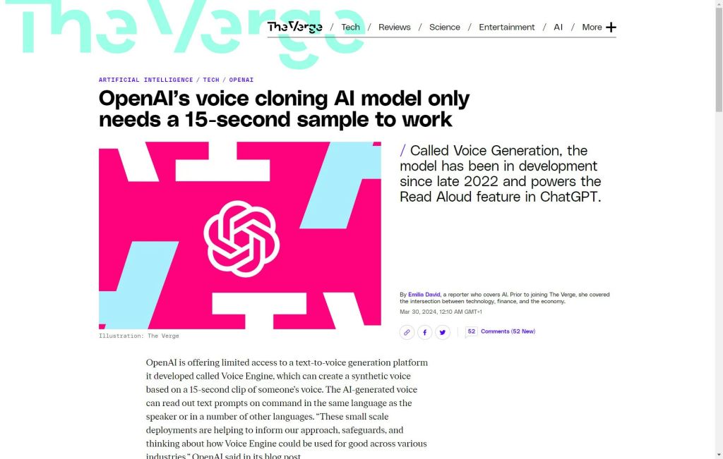 OpenAI propose un modèle d&rsquo;IA de clonage vocal qui ne nécessite qu&rsquo;un échantillon de 15 secondes pour&nbsp;fonctionner