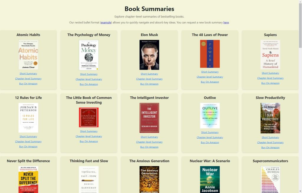 Résumés de chapitre de livres à succès utilisant des LLMs