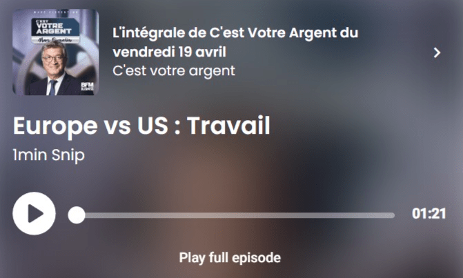 C&rsquo;est Vote Argent : Europe vs US :&nbsp;Travail